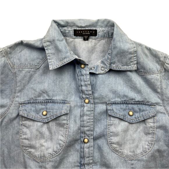 Anthropologie Sanctuary Pearl Button Denim Shirt - Picture 3 of 3